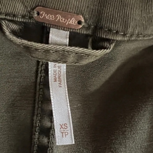 FREE PEOPLE Womens Olive Green Military Ruffle Hem Jacket Size XS - Picture 12 of 13